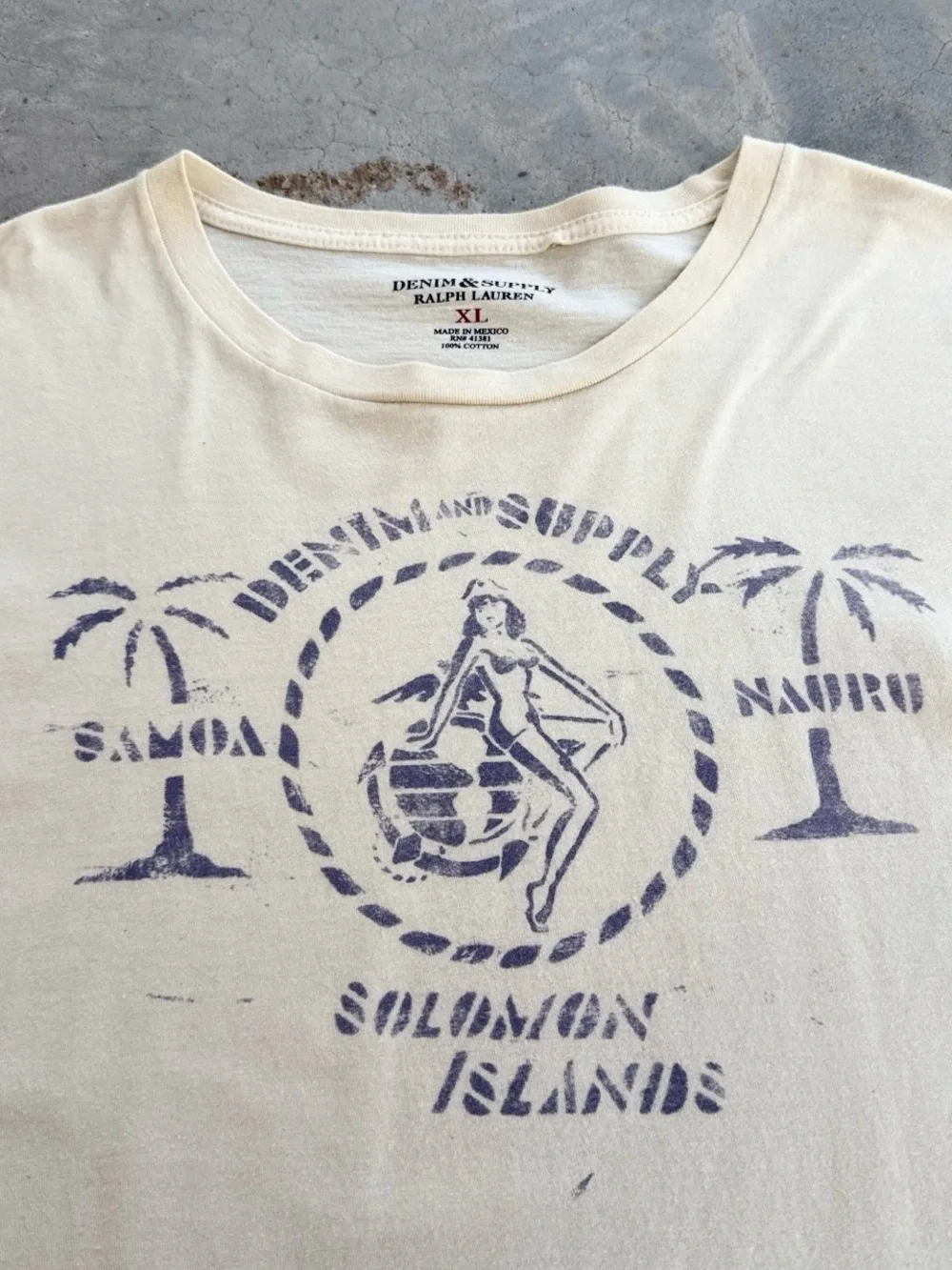 Denim & Supply Ralph Lauren Pin Up Girl Graphic T-Shirt Cream